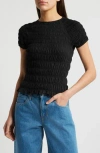 Nation Ltd Sissi Smocked Top In Jet Black