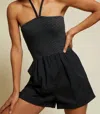 Nation Ltd Smocked Romper In Jet Black In Black