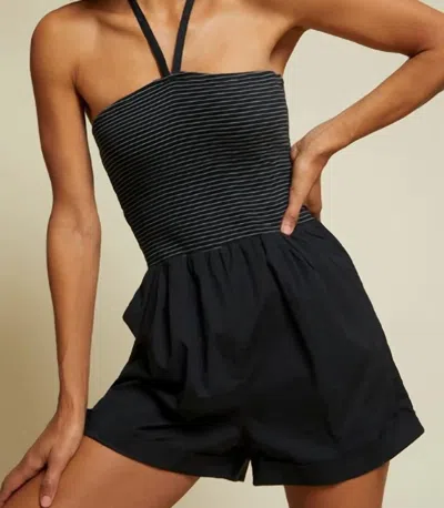 Nation Ltd Smocked Romper In Jet Black