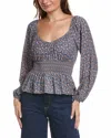 Nation Ltd Sophie Gathered Party Top In It Girl In Blue