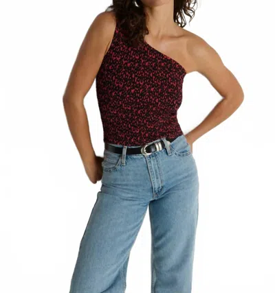 Nation Ltd Sunny One Shoulder Tank Top In Dancing Floral Flora In Red