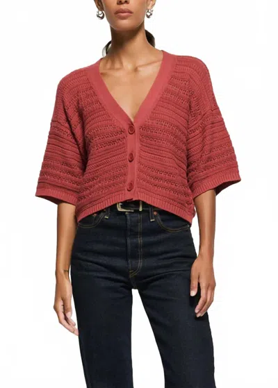 Nation Ltd Tabby Crochet Cardigan In Marsala In Red