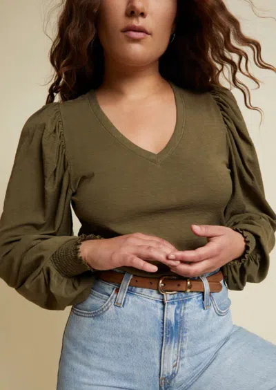 Nation Ltd Tabitha Full Sleeve V- Neck In Olive Green