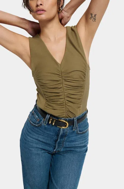 Nation Ltd Tara V-neck Tank Top In Clay In Green