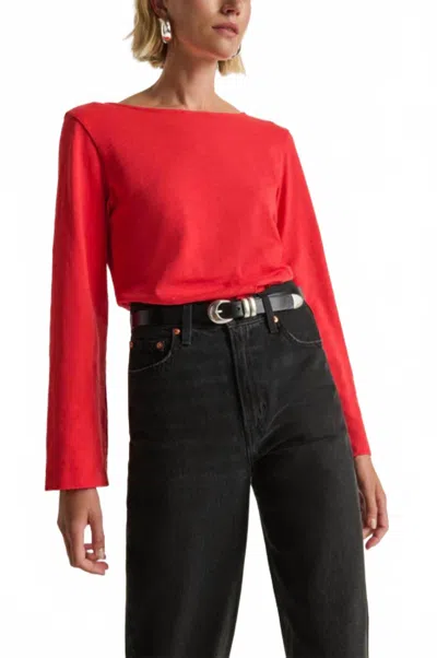 Nation Ltd Tavin Tie Back Top In Poinsettia In Red