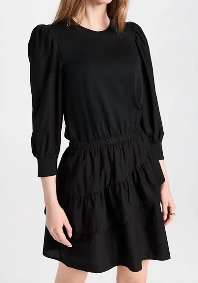 Nation Ltd Tenley Ruffled Combo Mini Dress In Jet Black