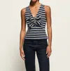Nation Ltd Terri V Neck Tank Top In Playa Stripe In Multi