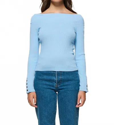 Nation Ltd Val Off The Shoulder Cotton Rib Top In Blue