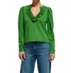 Nation Ltd Valita Split Neck Top In Salon Green In Multi