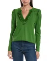 Nation Ltd Valita Split Neck Top In Salon Green In Green