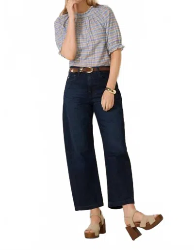 Nation Ltd Whitney Ruffle Top In Coastal Plaid In Blue