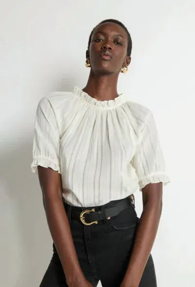 Nation Ltd Whitney Ruffle Top In Porcelain In White