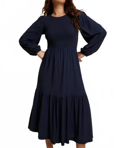 Nation Ltd Willow Peasant Dress In Night Horizon In Blue