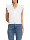 Nation Ltd Archer Ruffled Button Up Top In Optic White In Optic White