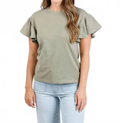 Nation Ltd Women's Camille Ruffle Sleeve Top In Herb In Gray