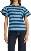 Nation Ltd Camille Stripe Ruffle Sleeve Cotton T-shirt In Multi