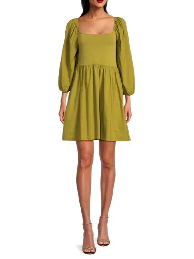 NATION LTD NATION LTD WOMEN'S HEDDIE SQUARENECK BABYDOLL MINI DRESS