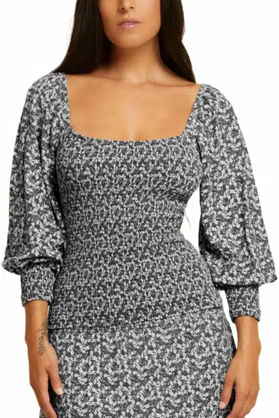 Nation Ltd Women's Iona Smocked Top In Grey In Black