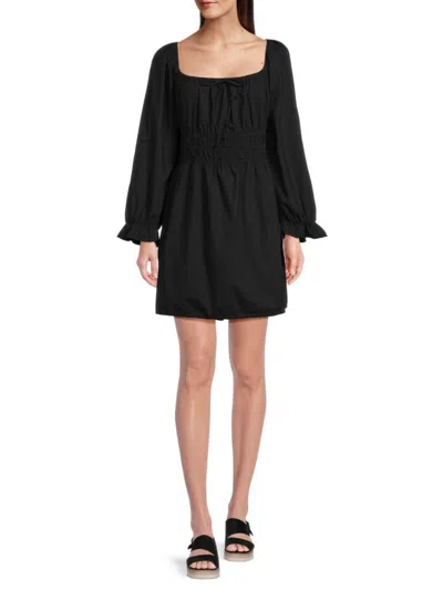 Nation Ltd Women's Marisol Gathered Pima Cotton Mini Dress In Jet Black