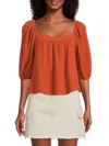 Nation Ltd Women's Ollie Sweepy Puff Sleeve Top In Red