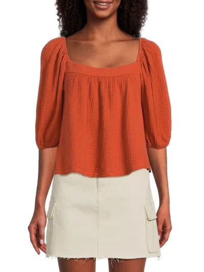 Nation Ltd Women's Ollie Sweepy Puff Sleeve Top In Red