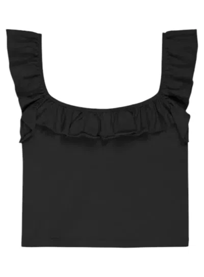 Nation Ltd Women's Rosa Solid Ruffle Top In Jet Black