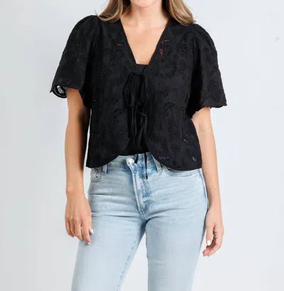 Nation Ltd Women's Rosalyn Tie Front Top In Jet Black