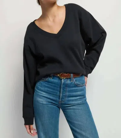 Nation Ltd Wyatt Oversize V-neck Sweatshirt In Black