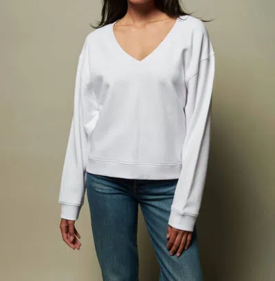 Nation Ltd Wyatt Oversized V-neck Long Sleeve Top In White