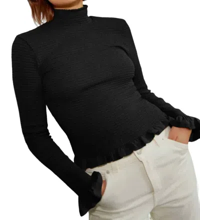 Nation Ltd Yael Open Back Turtleneck Top In Black