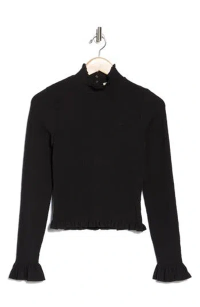 Nation Ltd Yael Open Back Turtleneck Top In Jet Black