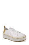 National Comfort Leather Sneaker In White/mustard Leather
