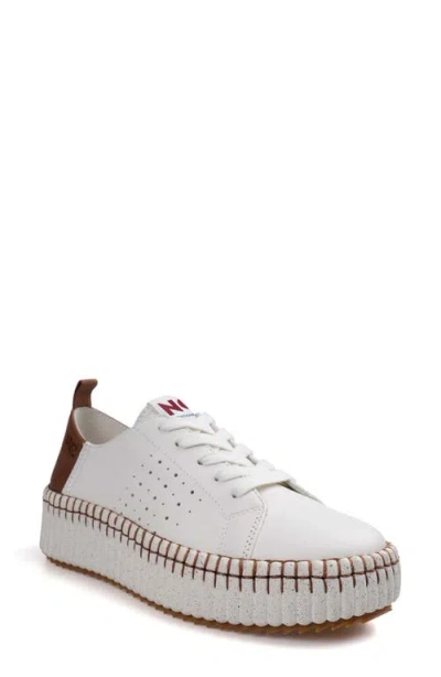 National Comfort Leather Sneaker In White/tan Leather