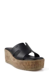 National Comfort Maxinne Platform Wedge Sandal In Black Leather
