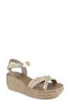 National Comfort Tre Platform Wedge Sandal In Taupe Leather