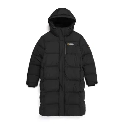 Pre-owned National Geographic Caiman Pro Long Goose Down Jacket N234udw860 Big Logo Black
