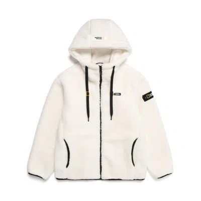 Pre-owned National Geographic Mens Costoni Fleece Full Zip-up N224mfj910 S - Xl Takse In White