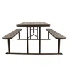 National Public Seating Blow Molded Picnic Table- Brown, Brown Frame In Gray