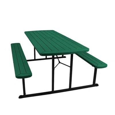 National Public Seating Blow Molded Picnic Table- Green, Black Frame
