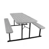 National Public Seating Blow Molded Picnic Table- Light Speckled Grey, Black Frame In Gray
