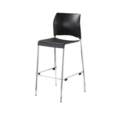 National Public Seating Cafetorium Bar Stool, Plastic Seat, Charcoal In Black