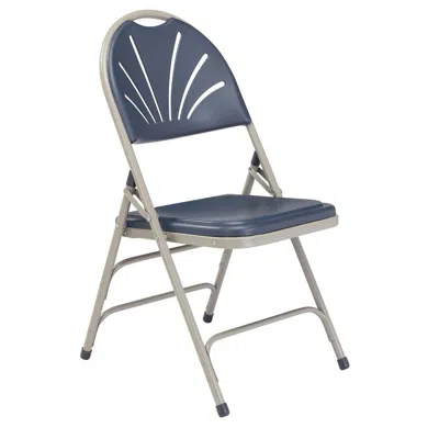 National Public Seating Nps 1100 Series Deluxe Fan Back With Triple Brace Double Hinge Folding Chair, Dark Blue (pack Of 4)