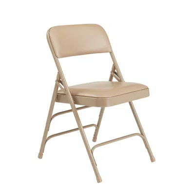 National Public Seating Nps 1300 Series Premium Vinyl Upholstered Triple Brace Double Hinge Folding Chair, French Beige (pac