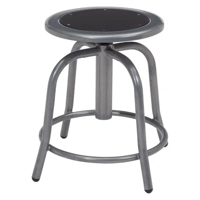 National Public Seating Nps 18" - 24" Height Adjustable Swivel Stool, Black Seat And Grey Frame In Gray