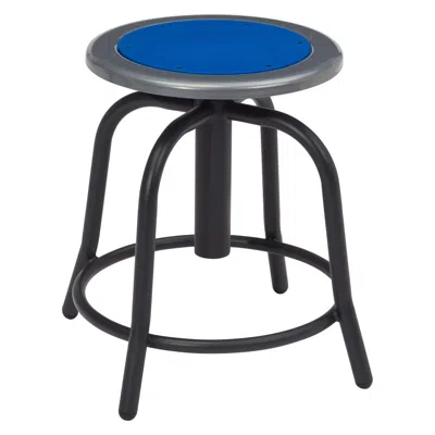 National Public Seating Nps 18" - 24" Height Adjustable Swivel Stool, Persian Blue Seat And Black Frame
