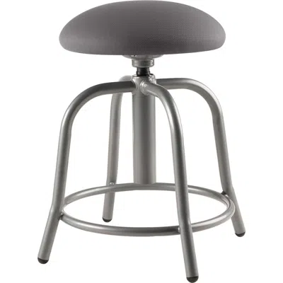 National Public Seating Nps 18"-25" Height Adjustable Designer Stool, 3" Fabric Padded Charcoal Seat, Grey Frame In Gold
