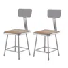 National Public Seating Nps 18" Heavy Duty Square Seat Steel Stool With Backrest, Grey