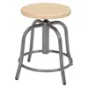 National Public Seating Nps 19" - 25" Height Adjustable Swivel Stool, Wooden Seat And Grey Frame