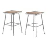 National Public Seating Nps 19"-27" Height Adjustable Heavy Duty Square Seat Steel Stool, Grey