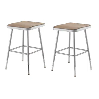 National Public Seating Nps 19"-27" Height Adjustable Heavy Duty Square Seat Steel Stool, Grey